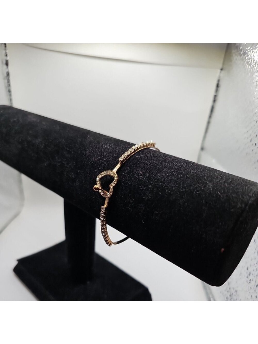 Bracelet  Bangle  Gold Tone  Clear  Rhinestones  Hook  Closure